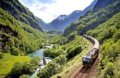 Photo : Norvège, Bergen : A Bergen en train